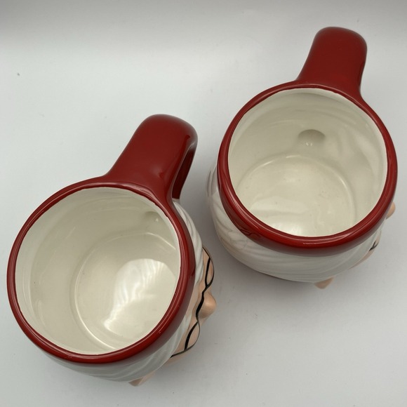 4 Vintage Pottery Barn Mugs / Mrs. Santa Claus / Ceramic 3" / Christmas / Flaws - Picture 11 of 16